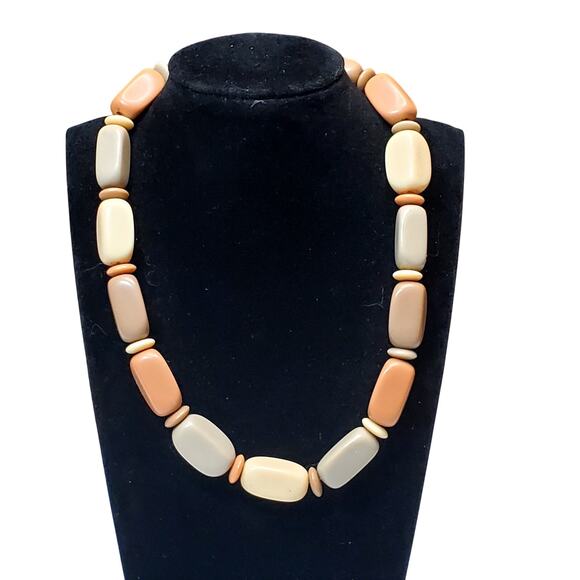 Vtg 1985 Napier Earth Tones Necklace Bracelet Set Lisa Bertolli Resin Bead 16" - Picture 1 of 4